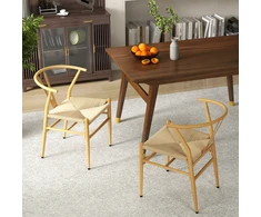 BOHO KĖDĖS 2 Vnt. VALGOMO KAMBARIO VIRTUVĖJE RATTAN METAL NATURAL COSTWAY