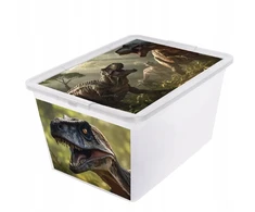 Branq PUDEŁKO POJEMNIK NA ZABAWKI Z POKRYWĄ X BOX DECO TRANSPARENTNY 30L DINOZAUR