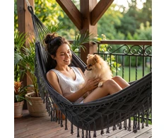 BRAZILIAN DOUBLE HAMMOCK XL BOHO STRONG COVER keliamoji galia 220kg antracitas
