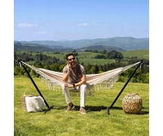 Braziliškas sodo hamakas su kutais Boho Bari su reguliuojamu rėmu