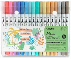 BRUSH PEN 36 PASTELĖS DVIŠALĖS SPALVOS VANDENS ŽYMEKLIAI BE RŪGŠČIŲ