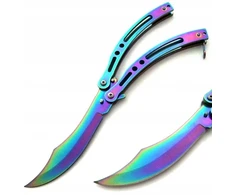 Bsh Adventure Akį traukiantis peteliškės peilis Balisong Rainbow Bowie CS:GO Steel 420 N454E