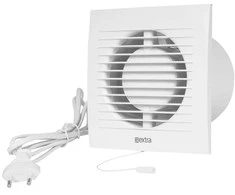 Buitinis ventiliatorius E-EXTRA EE125WP, DN125, su laidu ir virvele
