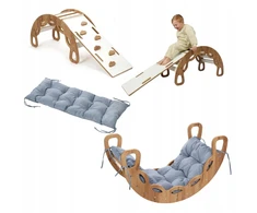 Bujak Montessori 4w1 dębowo-balta + ścianka + poduszka pilka Kids Helper