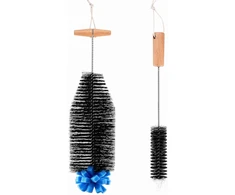 BUTELIŲ ŠEPETĖLIS 2 VIENETĖS 33 CM NAILONINĖ KEMPINĖ MEDIENA ERGONOMIKAI ILGA