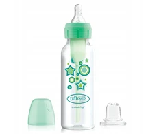 DR. BROWN'S buteliukas pereinamasis OPTIONS+ siauru kakleliu, žalias 250ml + silikoninis snapelis, SB81603-P3