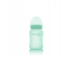 Buteliukas kūdikiui su čiulptuku 0-3m 150 ml STIKLAS + SILIKONAS Everyday Baby