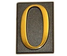 Buto numeris 0, 32 x 45 mm, plastikinis, aukso sp.