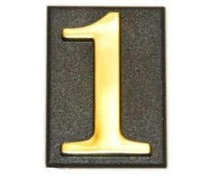 Buto numeris 1, 32 x 45 mm, plastikinis, aukso sp.