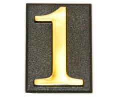 Buto numeris 5, 32 x 45 mm, plastikinis, aukso sp.