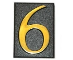 Buto numeris 6/9, 32 x 45 mm, plastikinis, aukso sp.