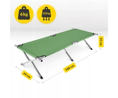 Canadian Tourist Camp Bed 120kg Fishing Survival Žalias Strong