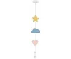 Pakabinamas šviestuvas Candellux HEART CS LAMPA WISZĄCA 1X20W E27 IQ KIDS ROŽINĖ+Mėlynas+Baltas