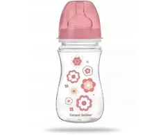 Canpolbabies CANPOL 35/217 Easystart naujagimiui plačiai atidaromas buteliukas nuo dieglių 240 ml rožinės gėlės