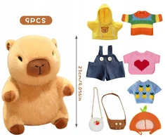 CAPYBARA PLIUSINIS ŽAISLAS STILINGI DRABUŽIŲ PRIEDAI SPALVOTAS RINKINYS VAIKAMS 23 CM