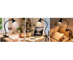 Carruzzo LAMPKA BIURKOWA LED NA KLIPS USB REGULOWANA SZKOLNA 3 BARWY DO CZYTANIA
