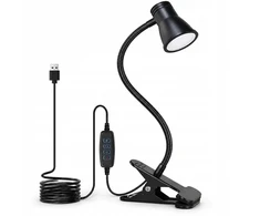 Carruzzo LAMPKA BIURKOWA LED NA KLIPS USB REGULOWANA SZKOLNA 3 BARWY DO CZYTANIA