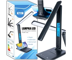 Carruzzo LAMPKA DO NAUKI PRACY Biurkowa LED ZEGAR BUDZIK TERMOMETR KALENDARZ premium