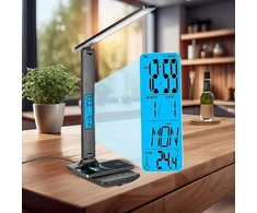 Carruzzo LAMPKA DO NAUKI PRACY Biurkowa LED ZEGAR BUDZIK TERMOMETR KALENDARZ premium