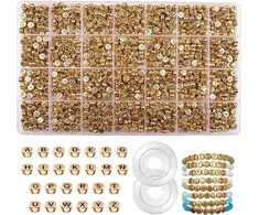 CE Raidžių karoliukai apyrankėms DIY aukso metalo rinkinys 1450 vnt.