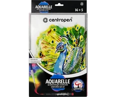 Centropen Vandens žymekliai Aquarelle 12 spalvų + priedai, 19 vnt.