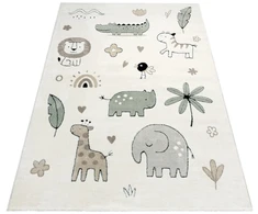 Chemex Dywan Elche Animal 80x150 3D motyw zwierząt w stylu boho safari oliwkowy