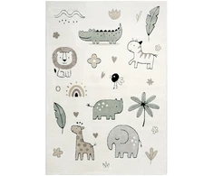 Chemex Dywan Elche Animal 80x150 3D motyw zwierząt w stylu boho safari oliwkowy