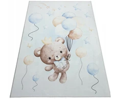 Chemex Dywan KIDS 120x170 miś w balony mėlyna dla chłopca pluszowy su misiem