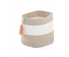 CHILDHOME - KOSZ PLECIONY SZNURKOWY 28x27 CM Baltas/BEIGE