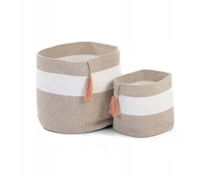 CHILDHOME - KOSZ PLECIONY SZNURKOWY 28x27 CM Baltas/BEIGE