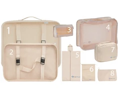 CIRON TRAVEL TRAVEL ORGANIZER RINKINYS kuprinės lagaminui 8 vnt. Smėlio spalvos
