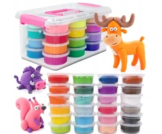 ClayDoll Super Light Clay PUTOLŲ RINKINYS 24 vnt. + PRIEDAI + MAGIC lagaminas PLASTIKOS PASTA