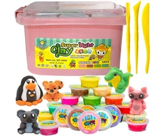 ClayDoll Super Light Clay PUTOLŲ RINKINYS 24 vnt. + PRIEDAI + MAGIC lagaminas PLASTIKOS PASTA