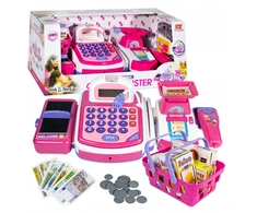 Click4Toys DIDELIS INTERAKTYVI PARDUOTUVĖS KASOS APARATŪRA VAIKAMS + SKAIČIUOKLĖS SVORIO KREPŠELĖ