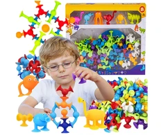 Click4Toys EDUKACINIAI KONSTRUKCINIAI KLAUKAI SILIKONINIAI SIURBUČIŲ RINKINYS VAIKAMS 96 vnt.