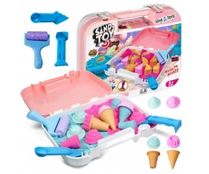 Click4Toys KINETINIS SMĖLIS VAIKŲ LEDŲ PARDUOTUVĖMS SMĖLIŲ DĖŽĖS lagaminų formelės