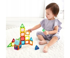 Click4Toys LAKOMOSIŲ MAGNETINIŲ KLUOKŲ RINKINYS 56 EL STATYBINĖS PLOKŠTELĖS VAIKAMS