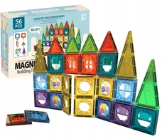 Click4Toys LAKOMOSIŲ MAGNETINIŲ KLUOKŲ RINKINYS 56 EL STATYBINĖS PLOKŠTELĖS VAIKAMS