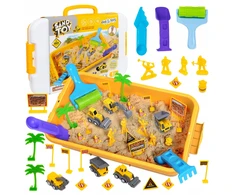 Click4Toys STATYBOS AIKŠTELĖ VAIKAMS KINETINIŲ SMĖLIO TRANSPORTO PRIEMONIŲ MOBILIŲ SMĖLIŲ DĖŽĖS RINKINYS