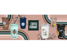 Coffee Format Brown termopuodelis su pasaulio žemėlapio motyvu, 350 ml