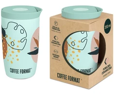 Coffee Format kavos puodelis 350 ml Mėtinis termo puodelis su augaliniu motyvu