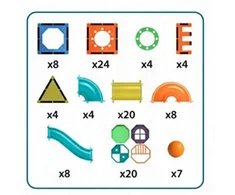 COIL Magnetiniai konstruktoriai, lavinamosios kaladėlės, didelės, 105 detalių, 3D trasa vaikams
