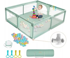 COMOMY Kojec Box dla Dzieci Suchy Baseinas Plac Zabaw XXL 200x180x66cm + Piłki