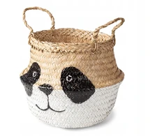 Compactor kosz na zabawki vaikams BELLY S - Panda, pleciony su trawy morskiej