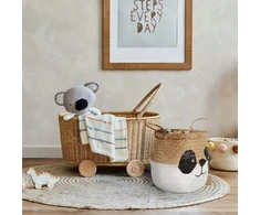 Compactor kosz na zabawki vaikams BELLY S - Panda, pleciony su trawy morskiej