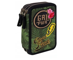 Cool Pack Forminis trijų skyrių penalas su priedais CoolPack Jumper 3 Badges G Žalias