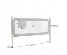 Costway Barierka do łóżka Barierka ochronna vaikams 176,5 cm
