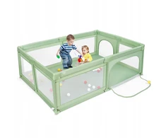 Costway Kojec dla dziecka su 50 kulkami i 2 drzwiami 205x147x68,5 cm žalia