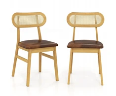 Costway Medinės rotango kėdės, 2 vnt, Loft Vintage Brown
