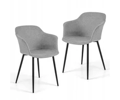 Costway Modernios valgomojo kėdės, 2 vnt - Lininė sėdynė, Metalinės kojos